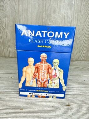Anatomy Flash Cards 300 Cards 14 Systems Quick Study Box Color-Coded learning